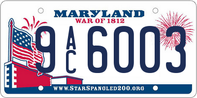 MD license plate 9AC6003