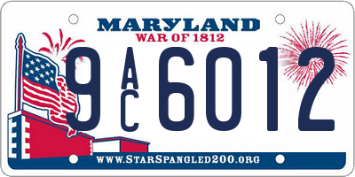 MD license plate 9AC6012