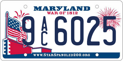 MD license plate 9AC6025