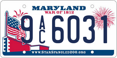 MD license plate 9AC6031