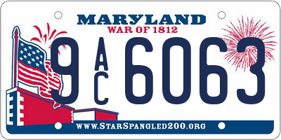 MD license plate 9AC6063