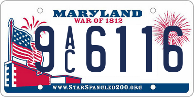 MD license plate 9AC6116