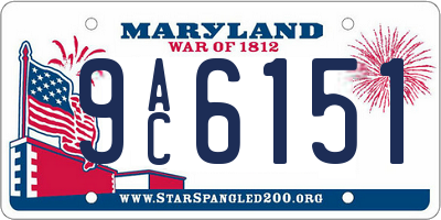 MD license plate 9AC6151