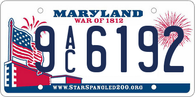 MD license plate 9AC6192