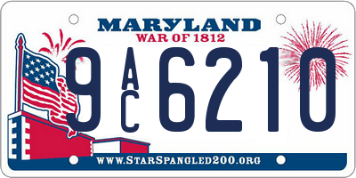 MD license plate 9AC6210