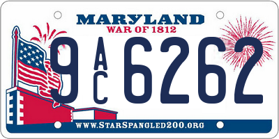 MD license plate 9AC6262