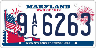MD license plate 9AC6263