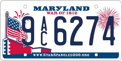 MD license plate 9AC6274