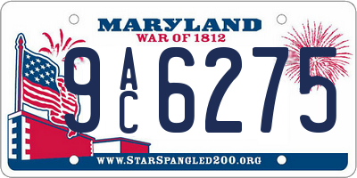 MD license plate 9AC6275