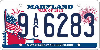 MD license plate 9AC6283