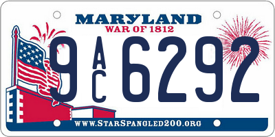 MD license plate 9AC6292