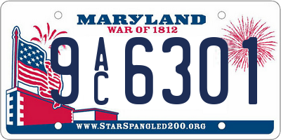 MD license plate 9AC6301