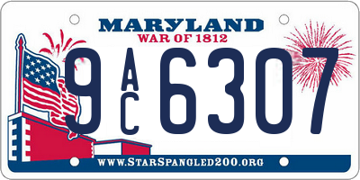 MD license plate 9AC6307