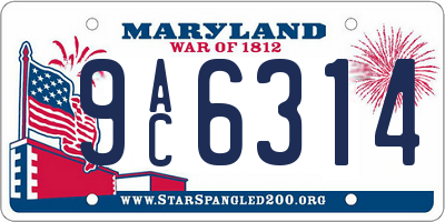 MD license plate 9AC6314