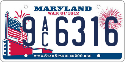 MD license plate 9AC6316