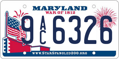 MD license plate 9AC6326