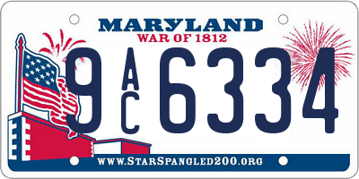 MD license plate 9AC6334