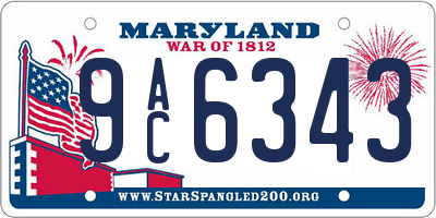MD license plate 9AC6343