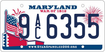 MD license plate 9AC6355