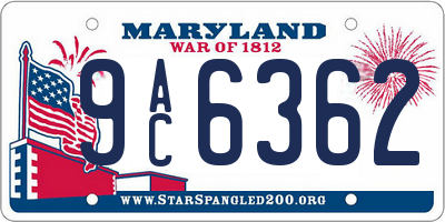 MD license plate 9AC6362