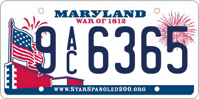 MD license plate 9AC6365
