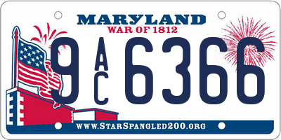 MD license plate 9AC6366