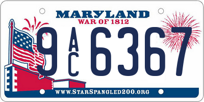 MD license plate 9AC6367