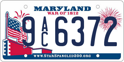MD license plate 9AC6372