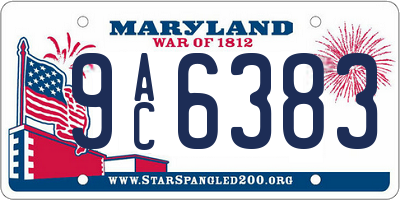 MD license plate 9AC6383