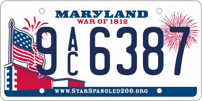 MD license plate 9AC6387