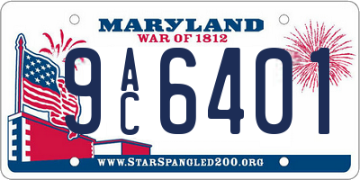MD license plate 9AC6401