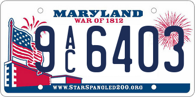 MD license plate 9AC6403