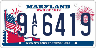 MD license plate 9AC6419