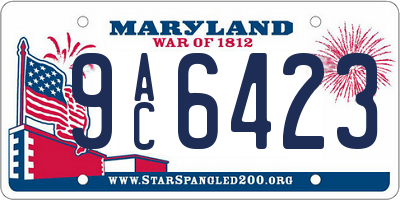 MD license plate 9AC6423