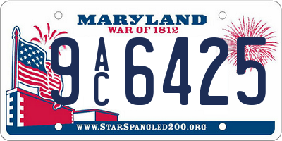MD license plate 9AC6425
