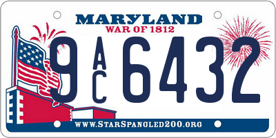 MD license plate 9AC6432