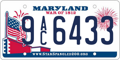 MD license plate 9AC6433