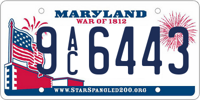 MD license plate 9AC6443