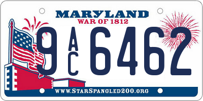MD license plate 9AC6462