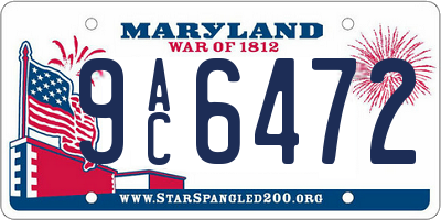 MD license plate 9AC6472