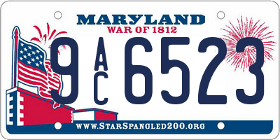 MD license plate 9AC6523