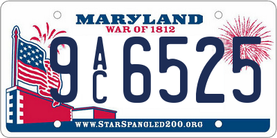 MD license plate 9AC6525