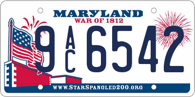 MD license plate 9AC6542