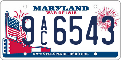 MD license plate 9AC6543