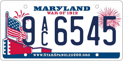 MD license plate 9AC6545