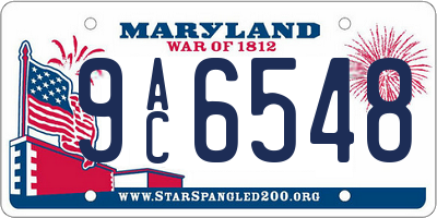 MD license plate 9AC6548