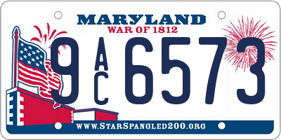 MD license plate 9AC6573