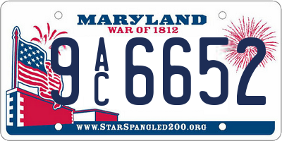 MD license plate 9AC6652