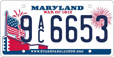 MD license plate 9AC6653