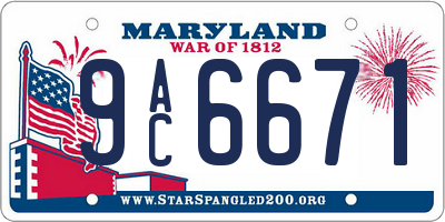 MD license plate 9AC6671